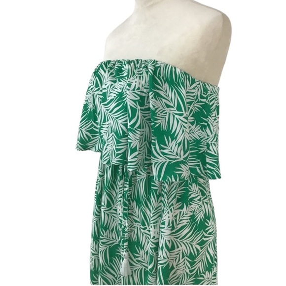 Japna Boho Green White Tropical Maxi Dress Size Medium New - Picture 5 of 9